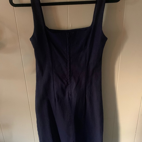 Navy blue and White Pin Strip Bodycon Dress - Picture 3 of 3